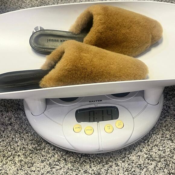 Jenni Kayne Shearling Mules Tan/Black Size 40 EU 9.5/10 NWOB Cozy Slip On Flats - Picture 8 of 8